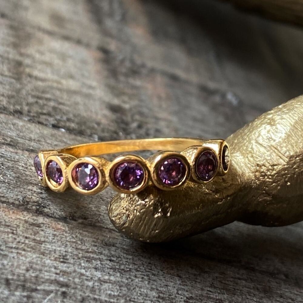 NEW Gold & Purple Zirconium Gemstone Statement Ring - Picture 4 of 16